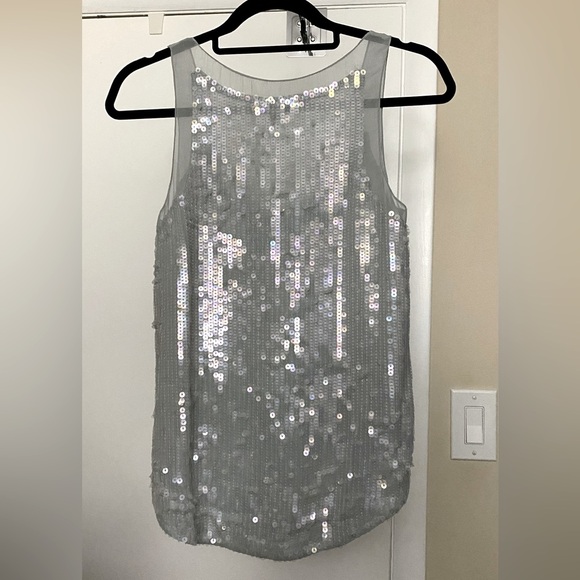 French Connection Silver Gray Sequin Chiffon Camisole Top Size 0 - Picture 2 of 8